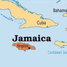 map featuring Cuba and Jamaica